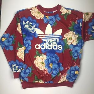 ADIDAS Originals CHITA Trefoil Red Floral Sweater